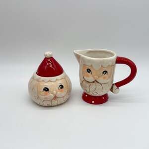 Johanna Parker 2 pc Christmas Set Santa Claus Creamer Sugar NEW